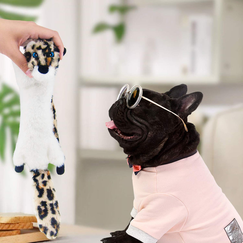 SHARLOVY leopard dog toy for varied textures and crinkle delight