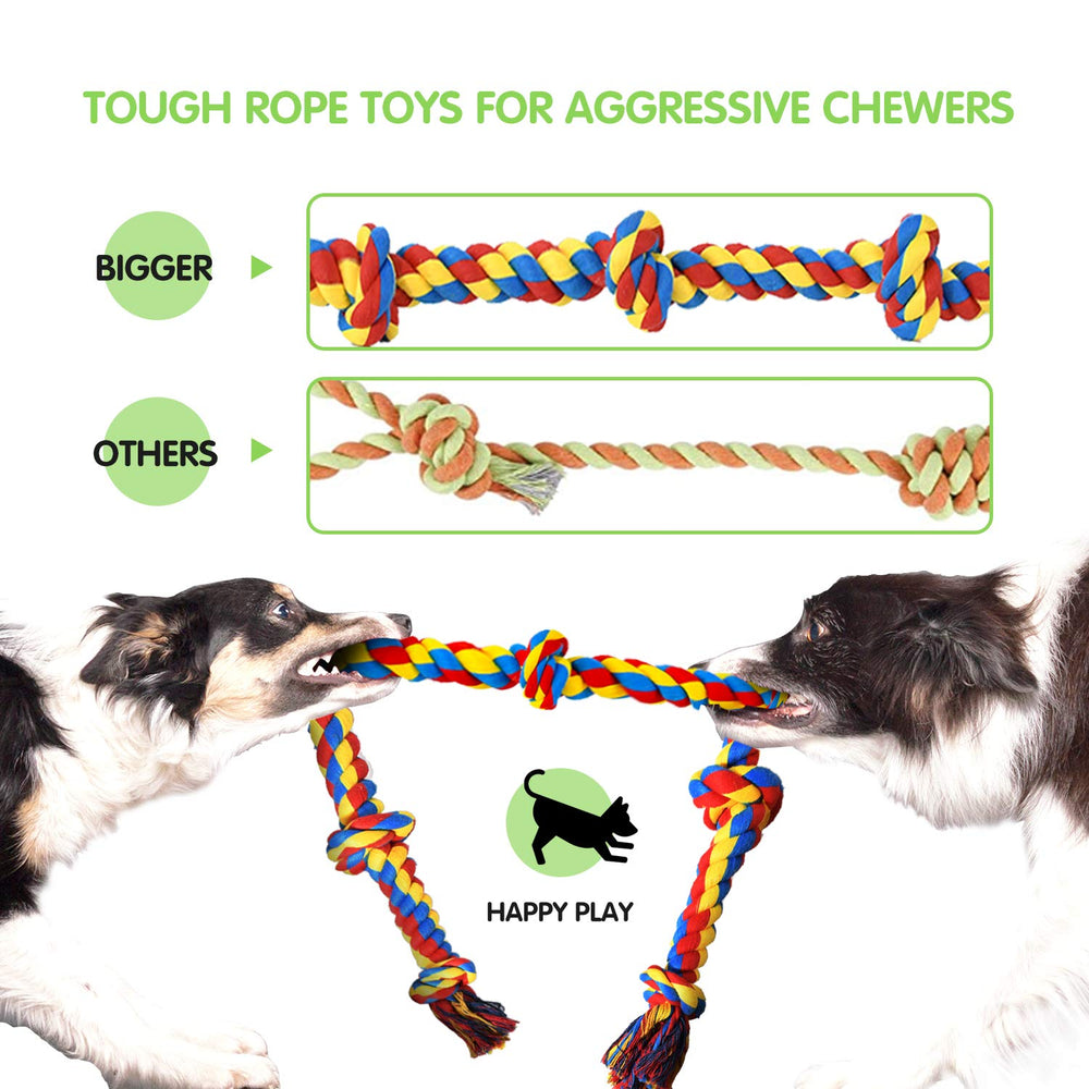 SHARLOVY multi-knots cotton rope toy provides varied gripping points for chewing