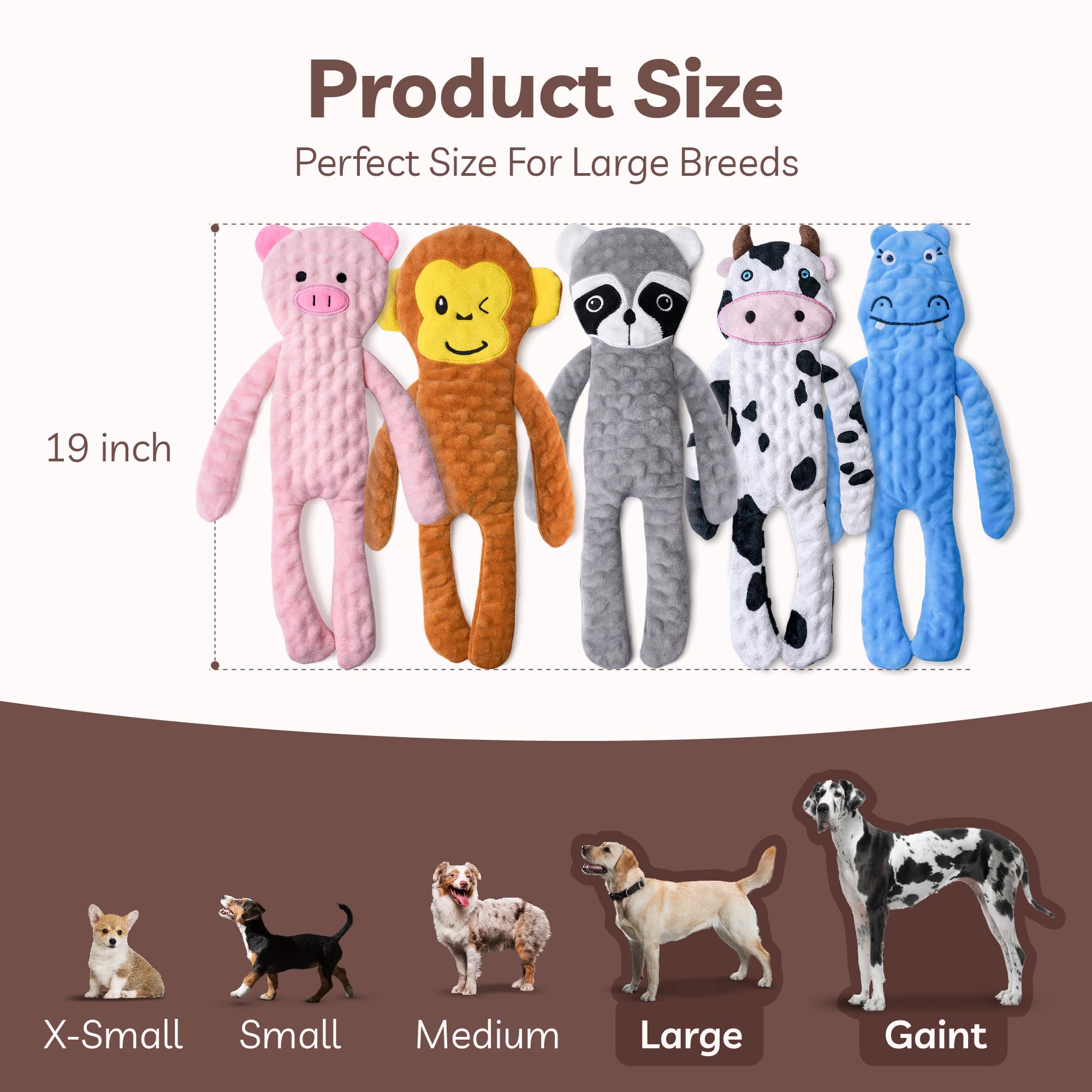 SHARLOVY No Stuffing Dog Toy Raccoon dual sounds boost focus during play