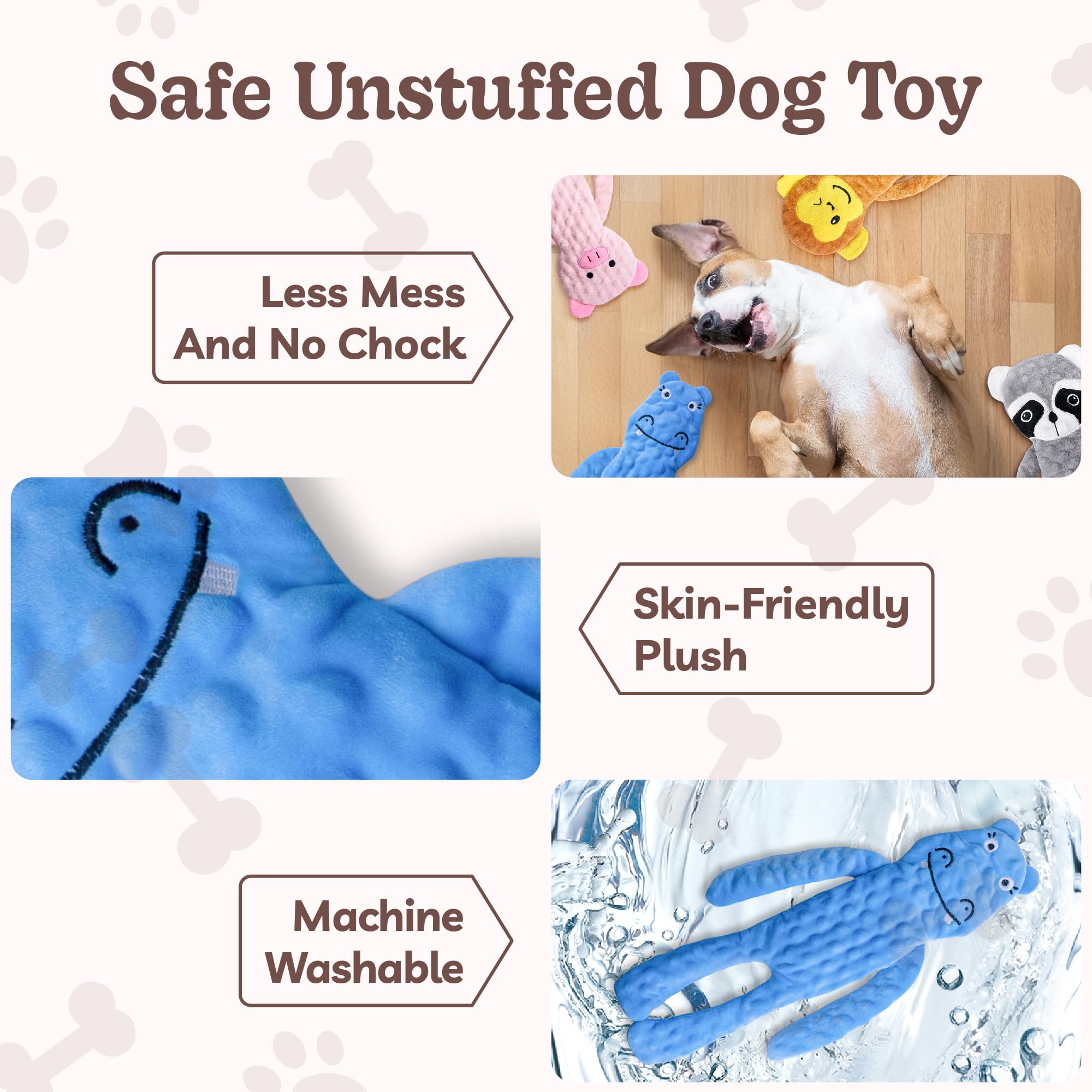 SHARLOVY No Stuffing Dog Toy Squeaky Crinkle dual sounds attract dogs