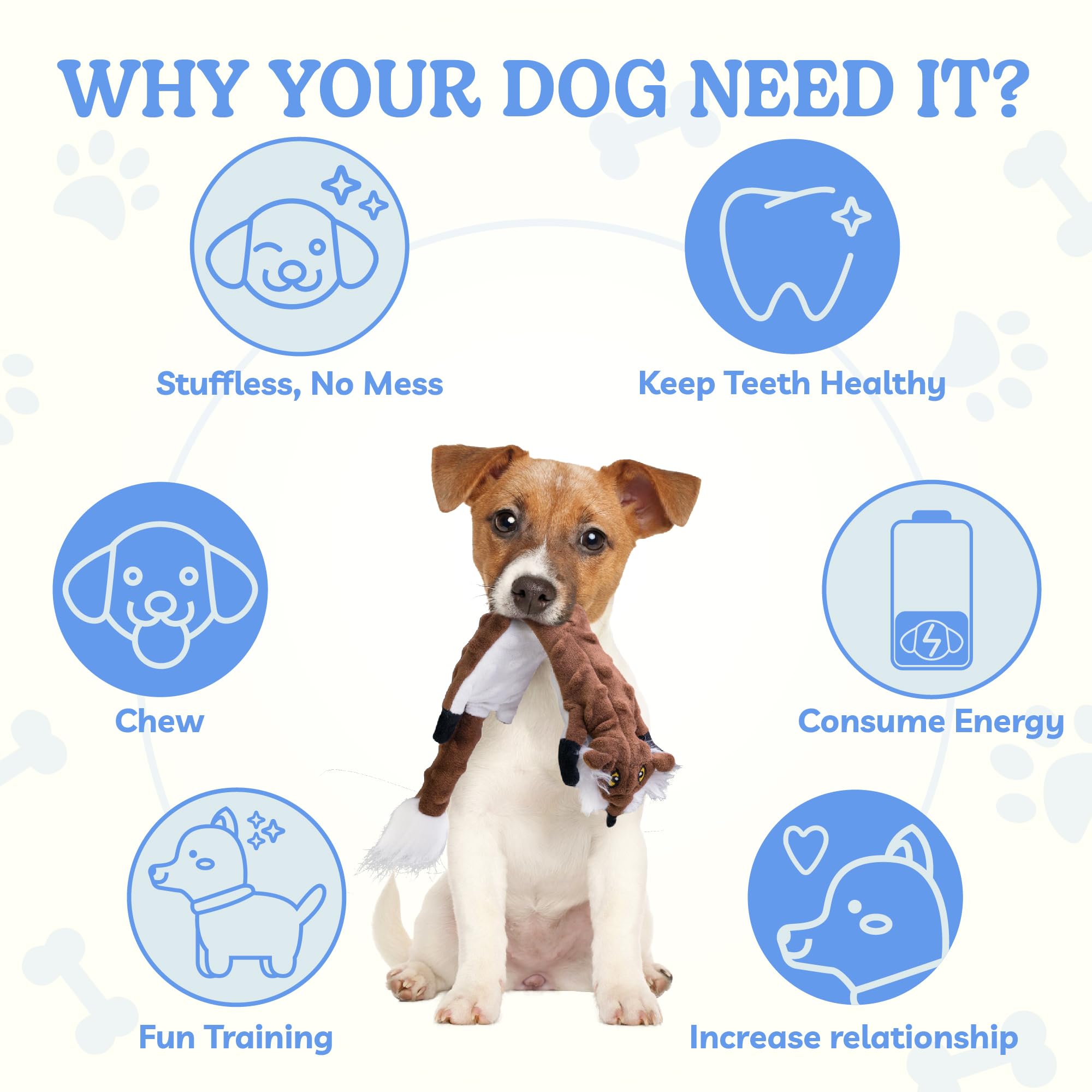 SHARLOVY three-sizes dog toys fit small, medium, and large breeds.