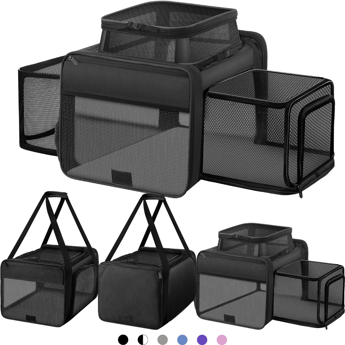 SHARLOVY top-and-2-sides expandable cat carrier designed for easy under-seat airline travel.