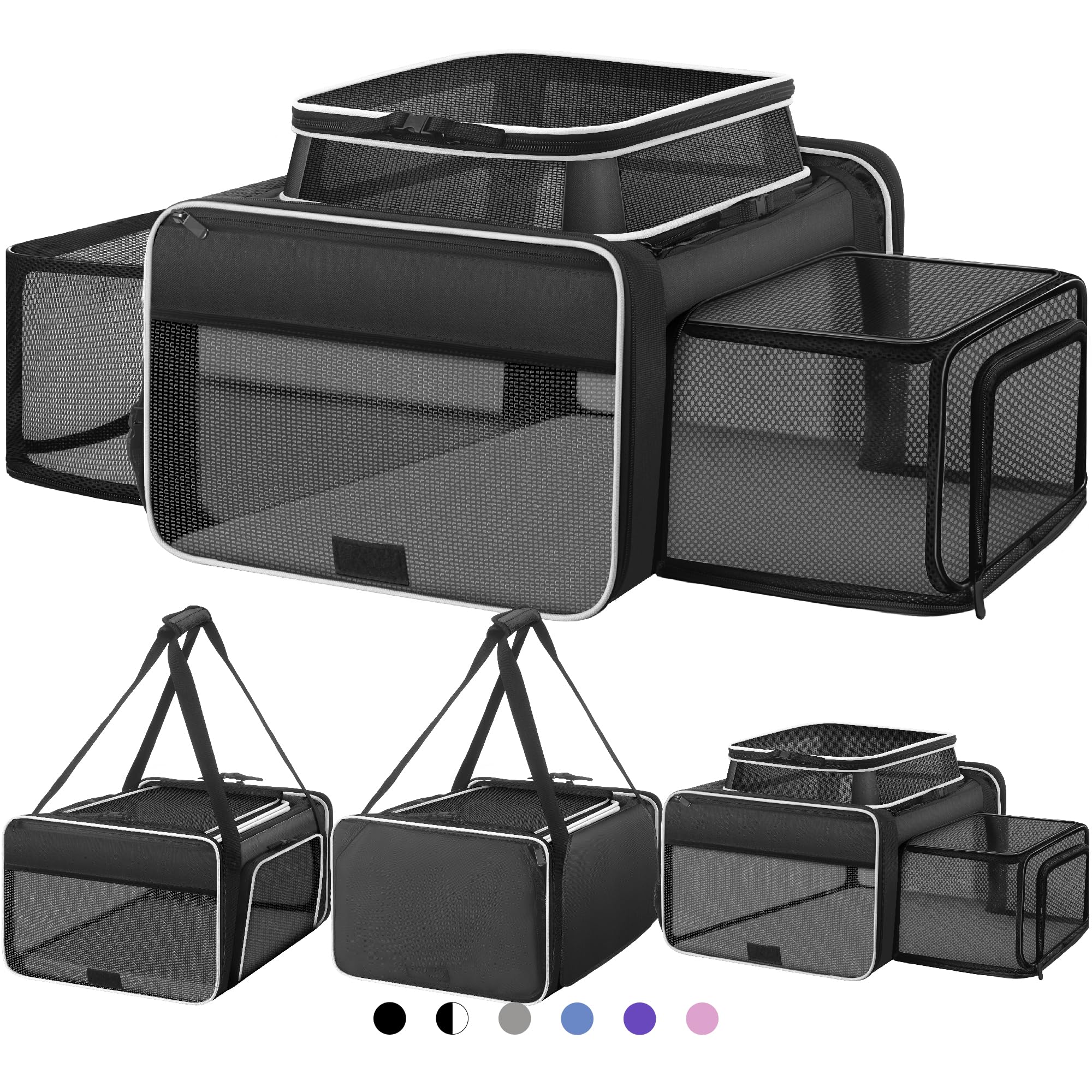 SHARLOVY cat carrier under-seat layout for airline travel.