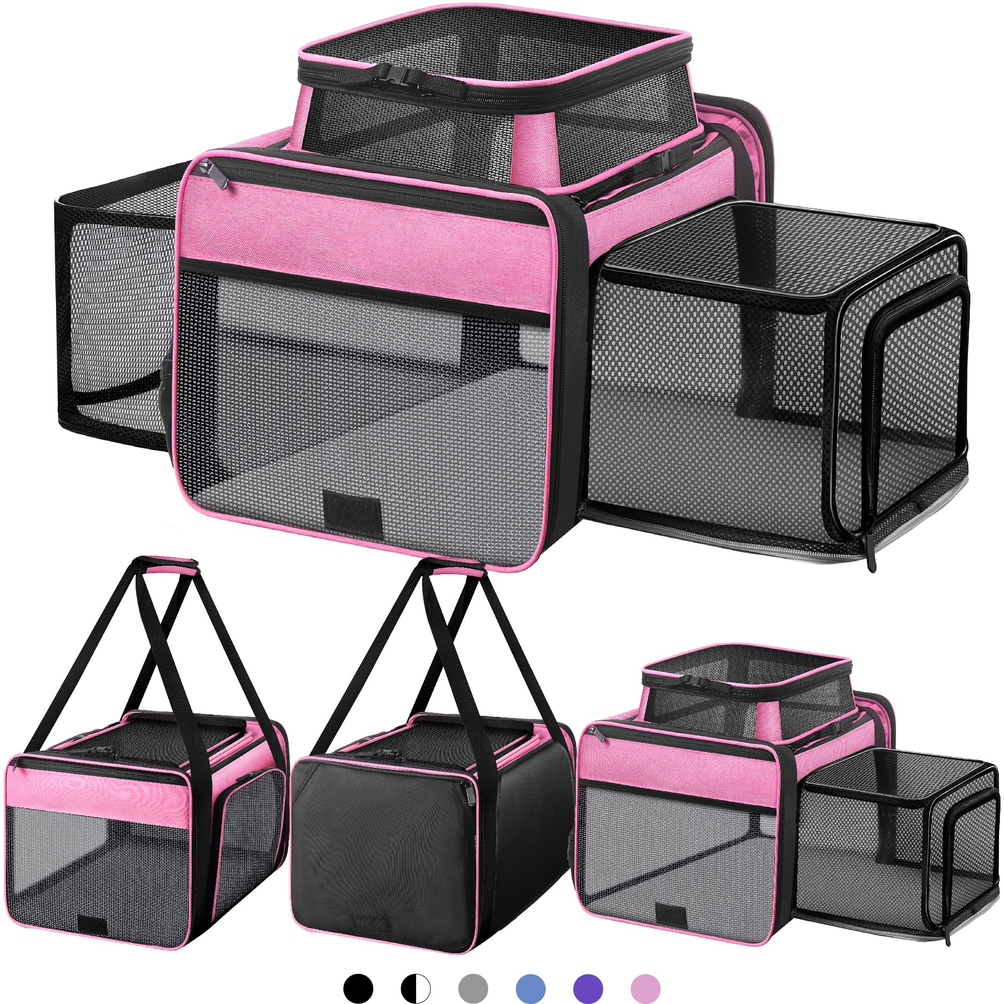 SHARLOVY top-loading cat carrier offers easy airline travel and under-seat fit.