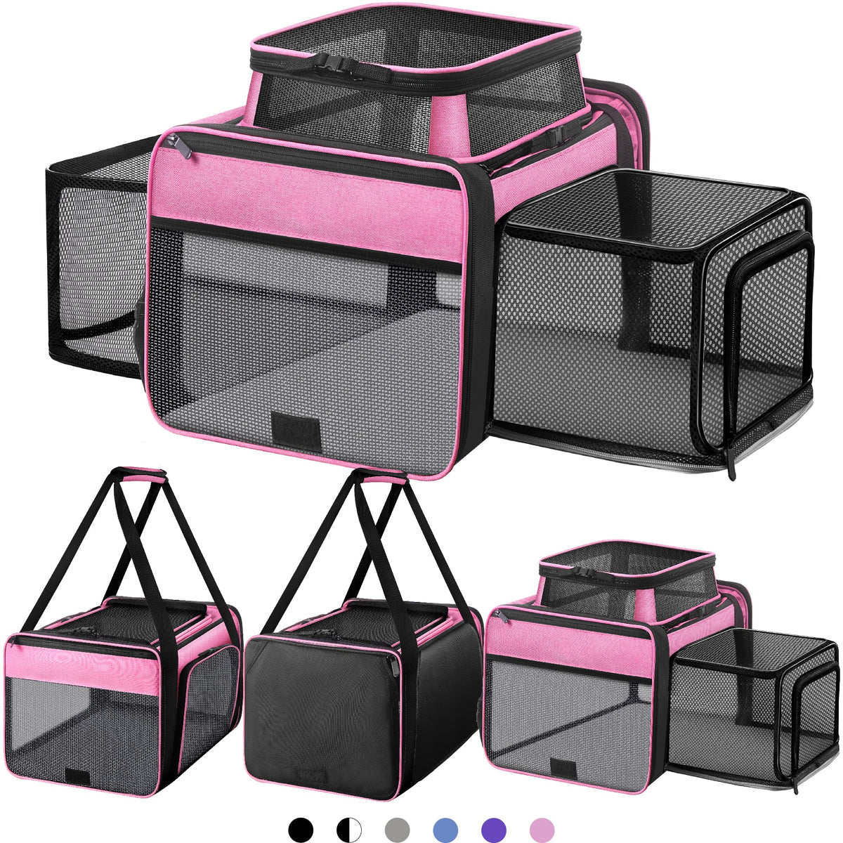 SHARLOVY top-loading cat carrier offers easy airline travel and under-seat fit.