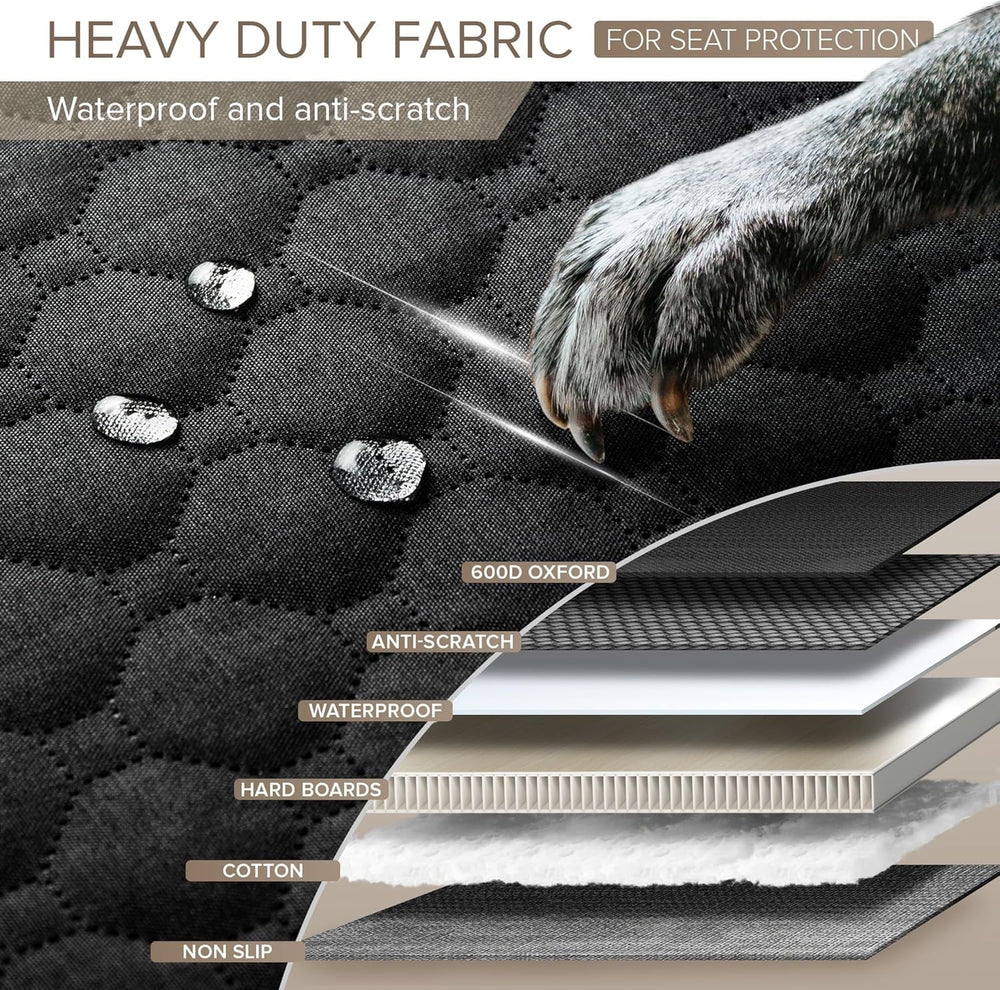 SHARLOVY waterproof dog seat cover protects upholstery from spills and slobber