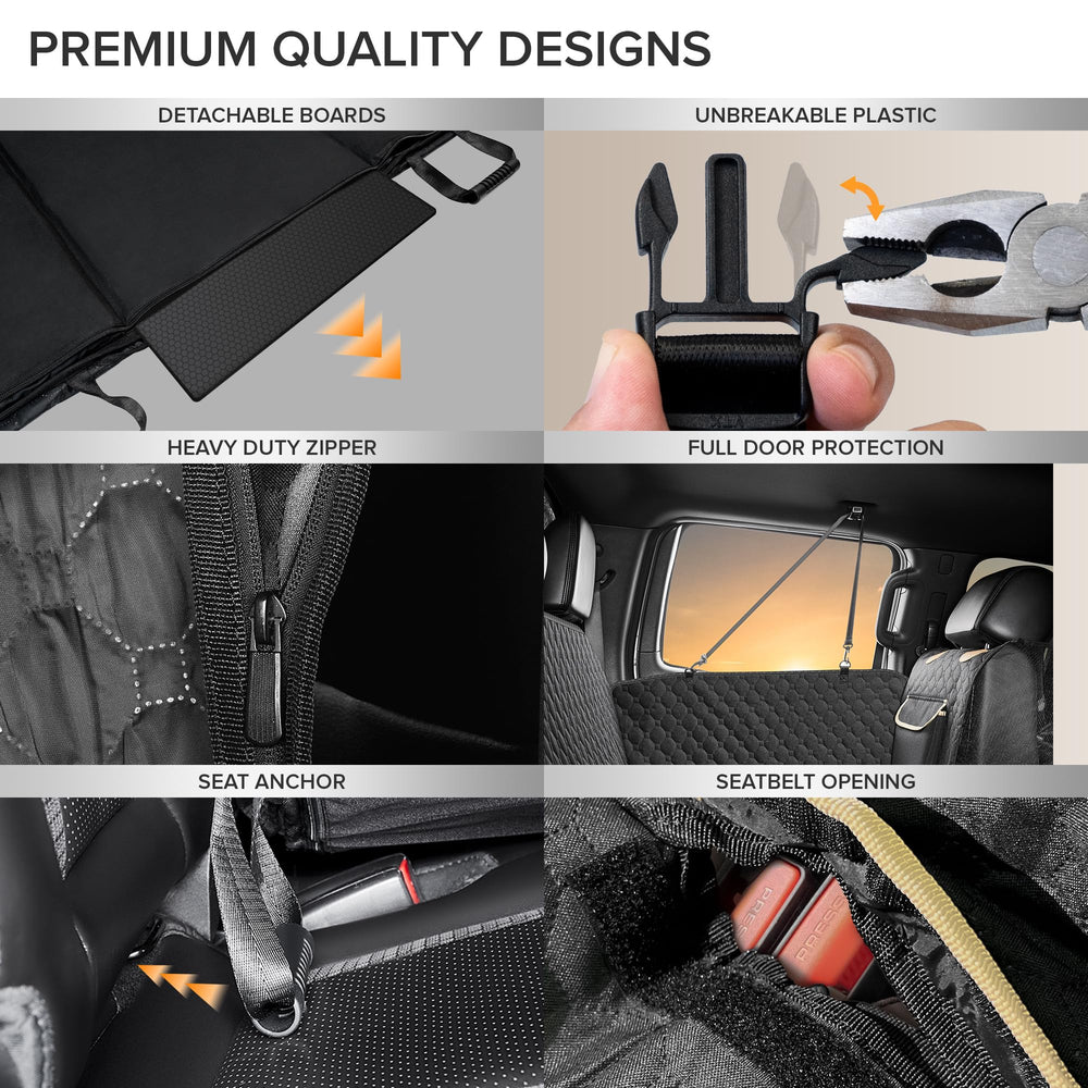 SHARLOVY XL storage pockets organize leashes and toys during trips.