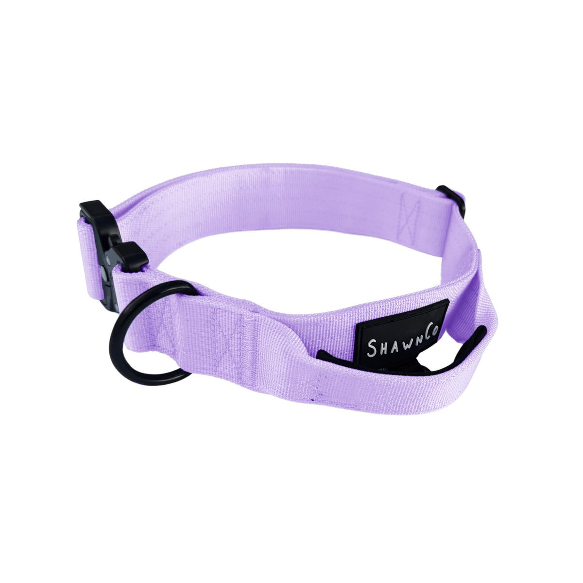 ShawnCo Basecamp dog collar in icy lilac shows rugged daily wear suitability