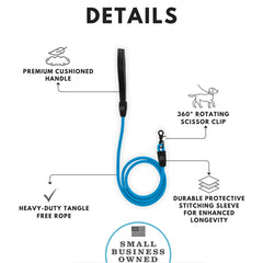 ShawnCo Basecamp rope dog leash hardware clip close-up showing secure on/off action