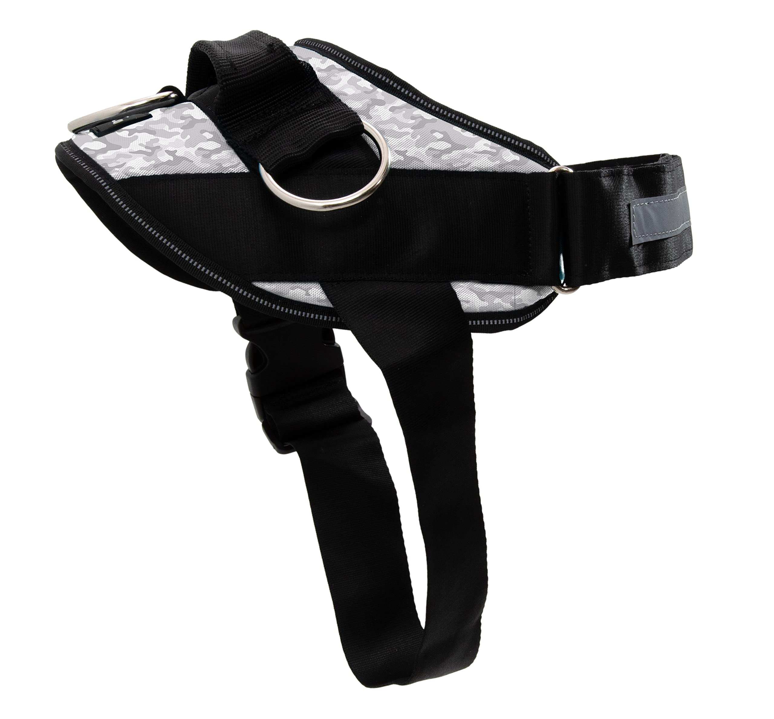 ShawnCo Essential Dog Harness Arctic Camo front view ensures secure daily-walk comfort.