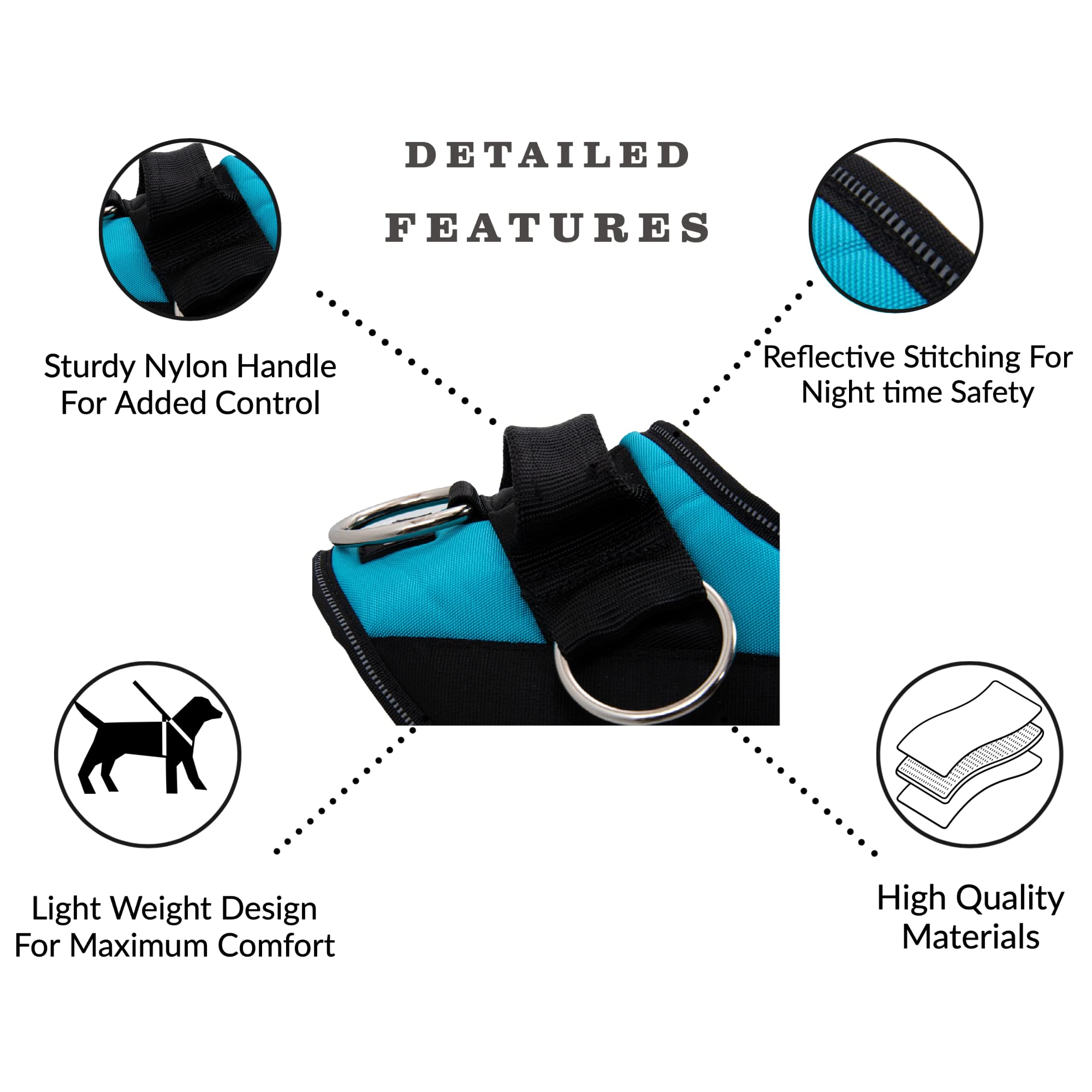 ShawnCo Essential Dog Harness features soft mesh underlay to keep dogs cool on long walks.