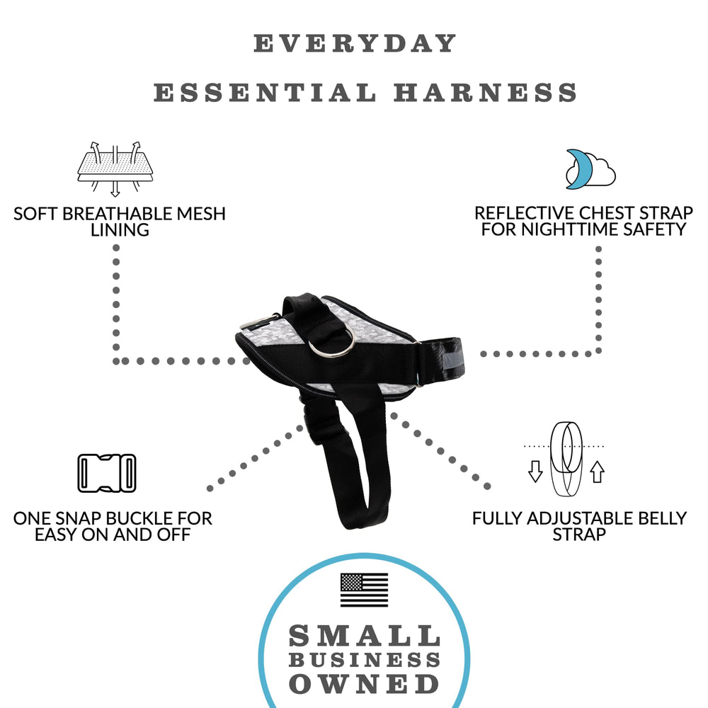ShawnCo Essential Dog Harness three-rings closeup highlights versatile leash options for training.
