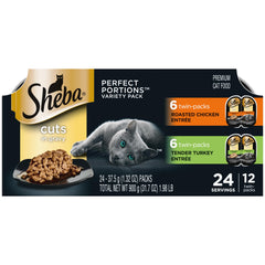 Sheba Perfect Portions chicken cuts in gravy twin-pack trays ready-to-serve adult cat meals.