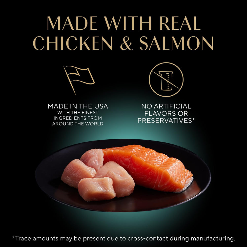 Sheba Perfect Portions sustainable salmon pate in tray, sustainably sourced fish option.
