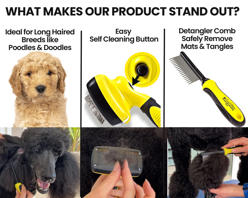 SHEDTITAN ShedTitan Doodle Brush with ergonomic anti-slip handle for comfortable grooming