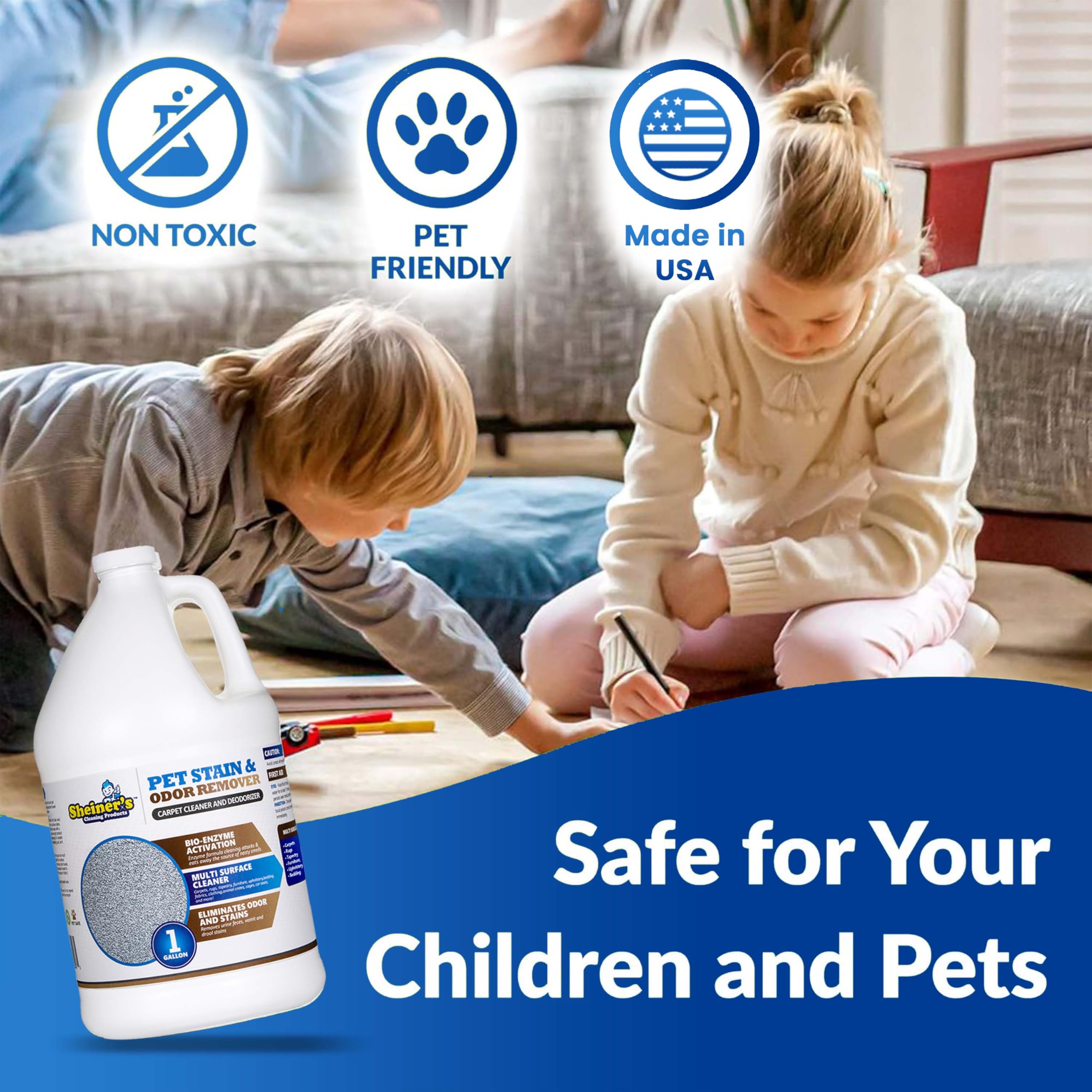 sheiner's pet-urine-cleaner upholstered chair use demonstrates safe surface cleaning