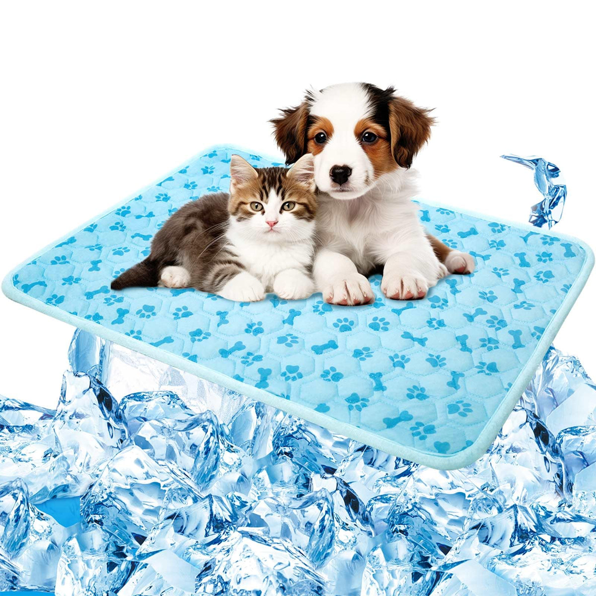 SHEJIZE Dog Cooling Mat folded for travel offers portable cooling on the go.