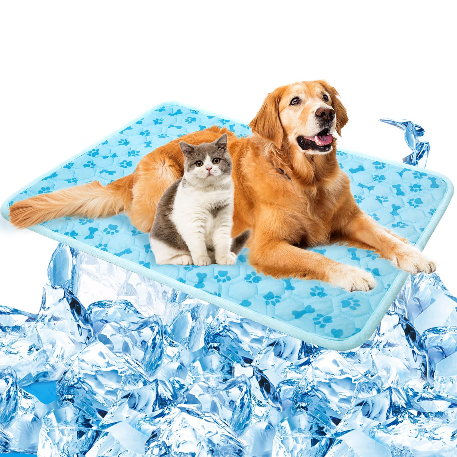 SHEJIZE dog cooling mat front view offers cooling comfort for hot days.