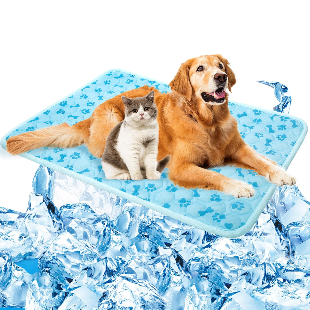 SHEJIZE dog cooling mat front view offers cooling comfort for hot days.