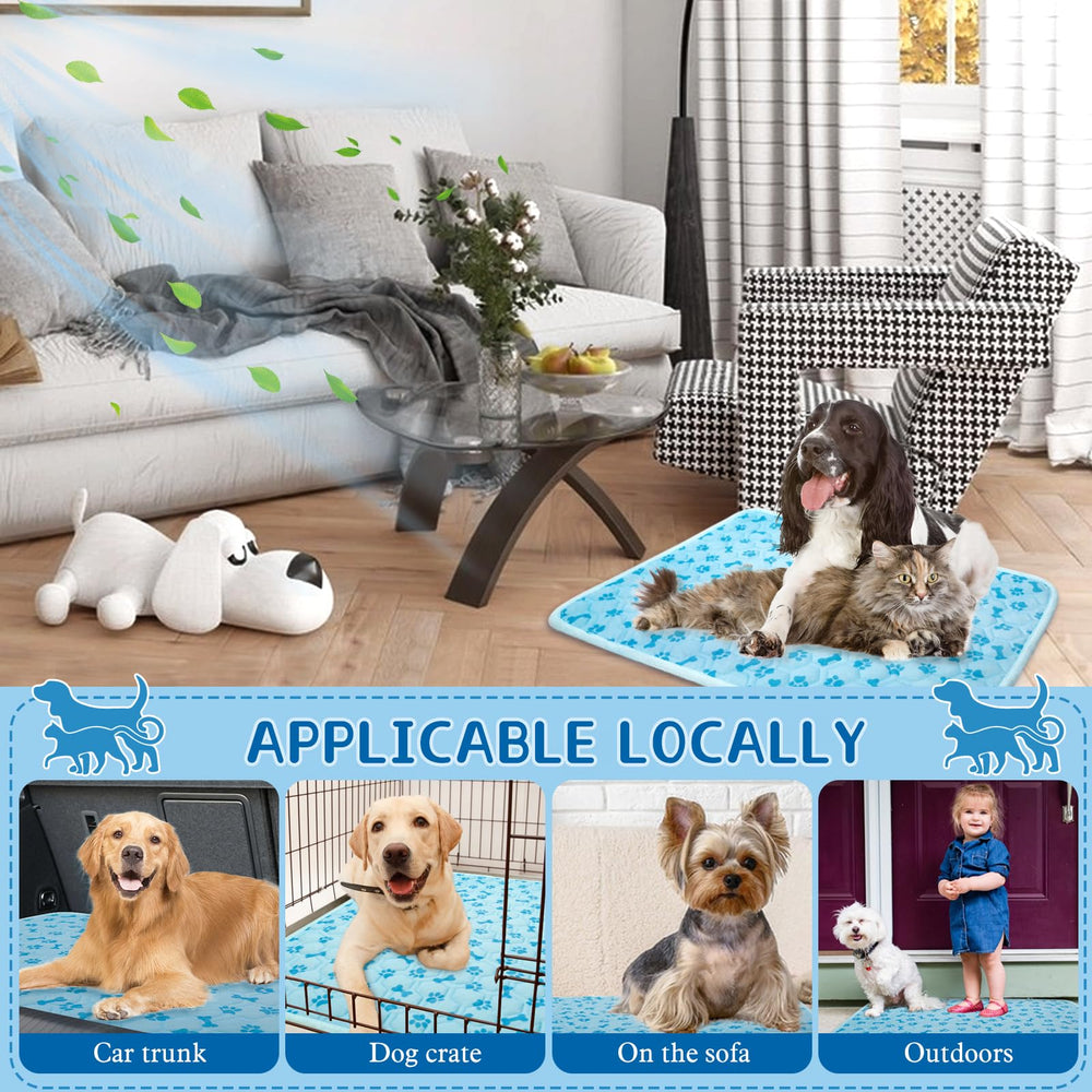 SHEJIZE Dog Cooling Mat non-slip bottom keeps pets secure on any surface.