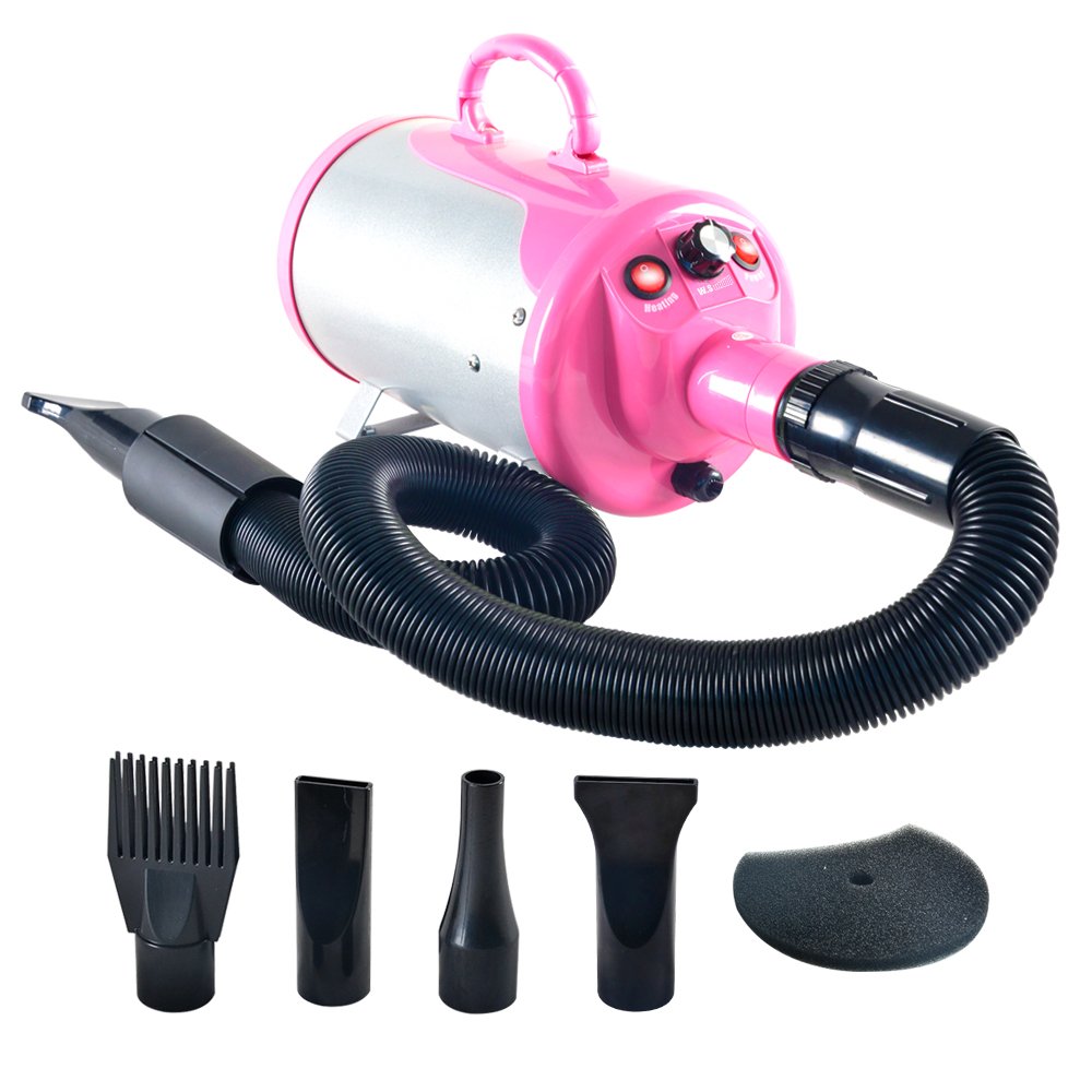 SHELANDY Groomer Partner pink front view shows strong 2400W airflow for fast grooming