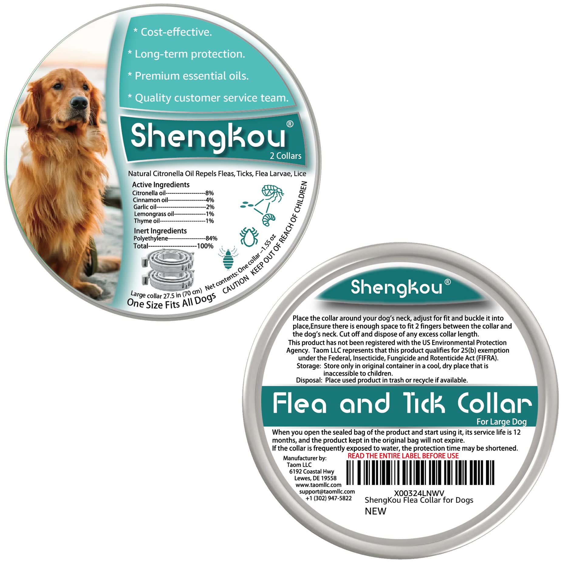 ShengKou collar during outdoor walks offering pest protection.