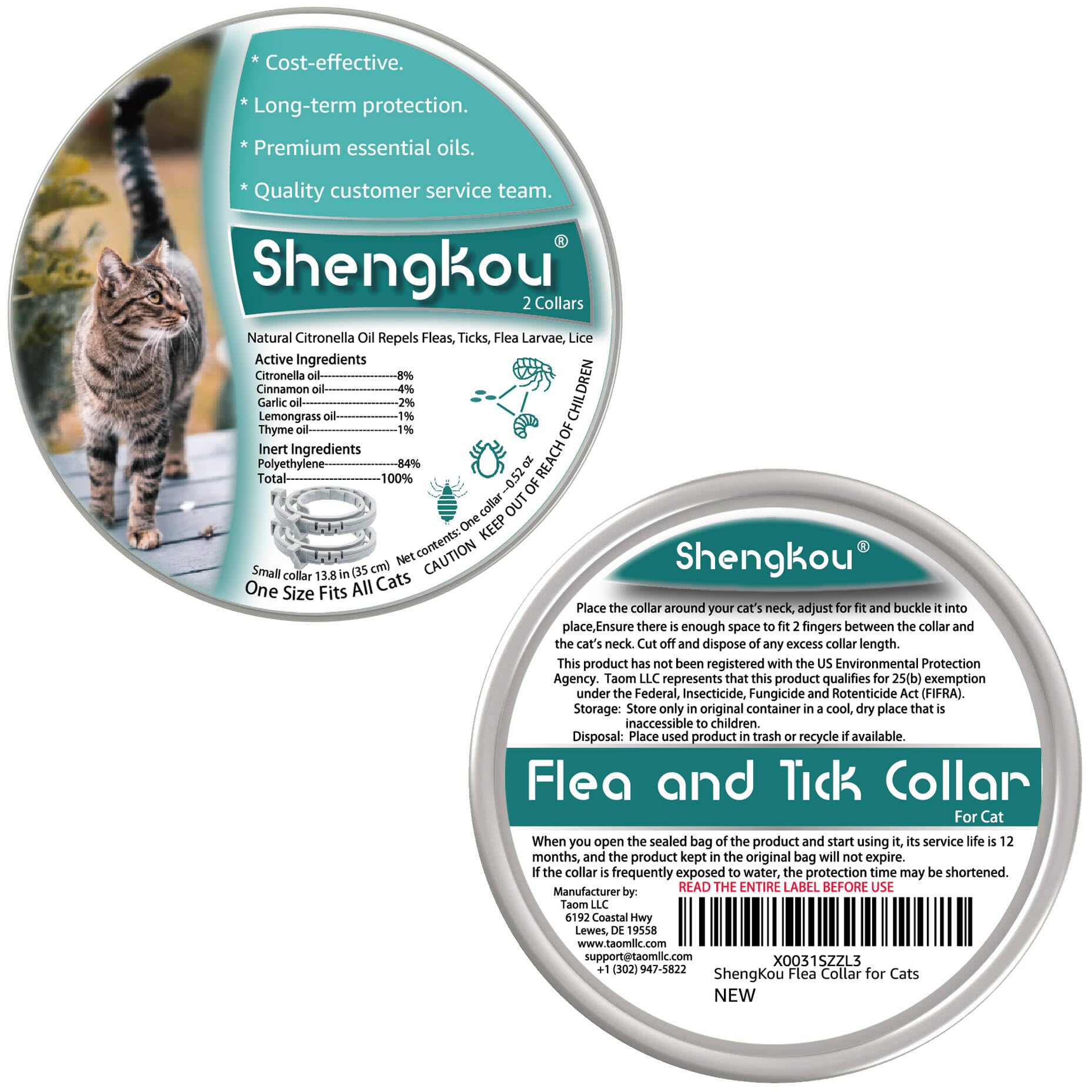 ShengKou flea-collar-cat-on-cat during outdoor walks provides year-round pest protection.