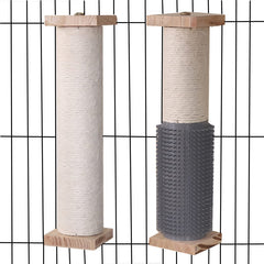 SHENGOCASE 2-pack cage-mounted scratching post inside a crate for playtime or grooming.