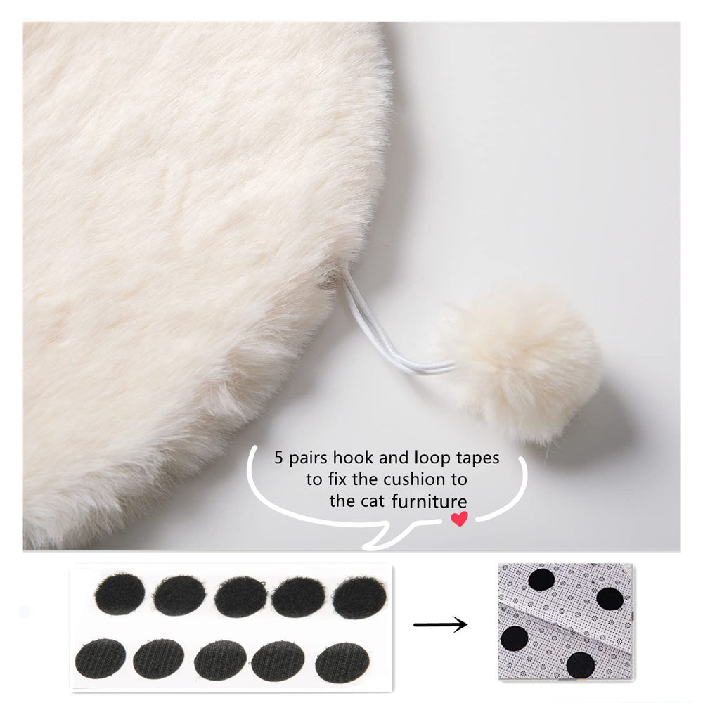 SHENGOCASE faux rabbit fur bed cushion demonstrated as cat tree replacement