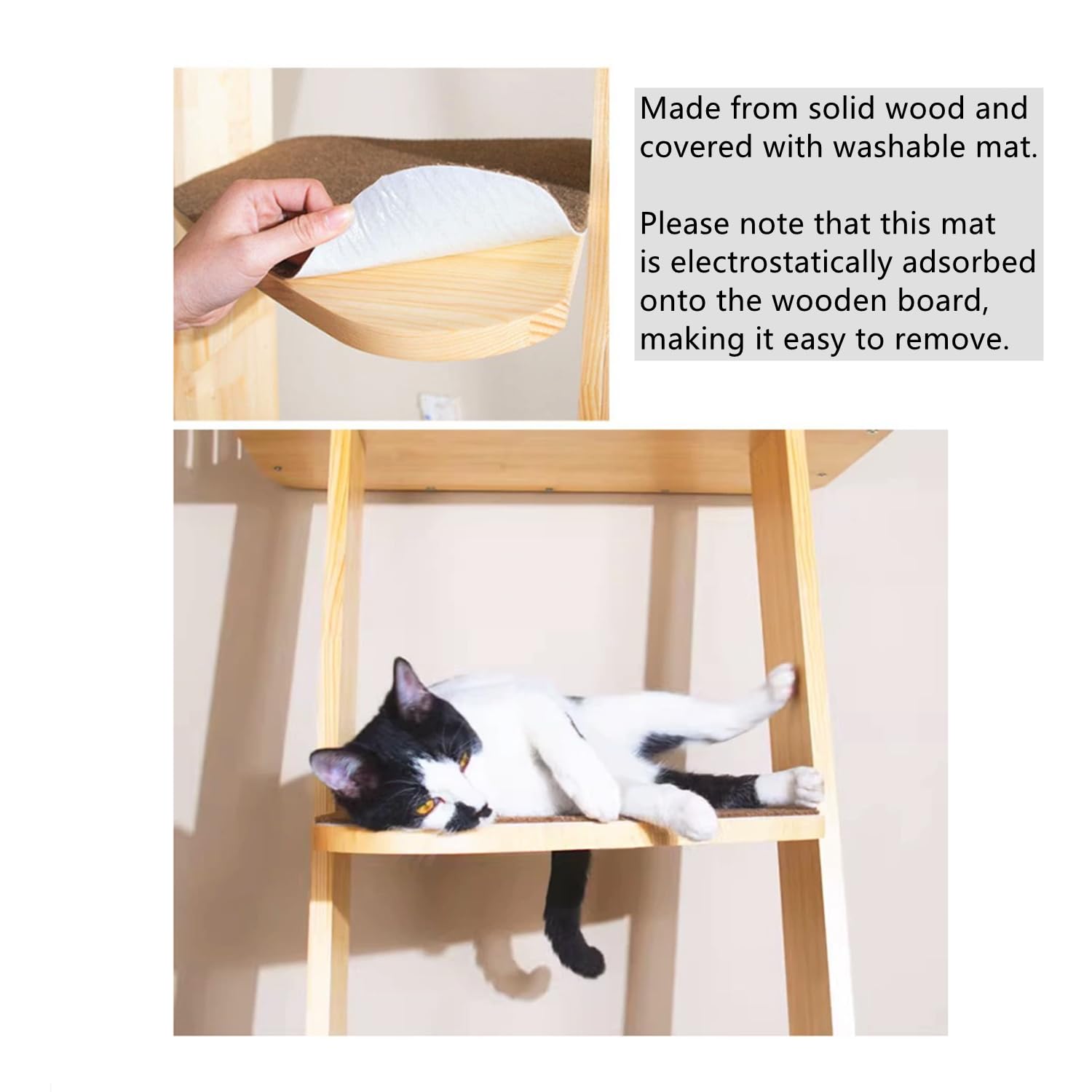SHENGOCASE 70-degree climb angle cat tree offers easy access to upper shelves.