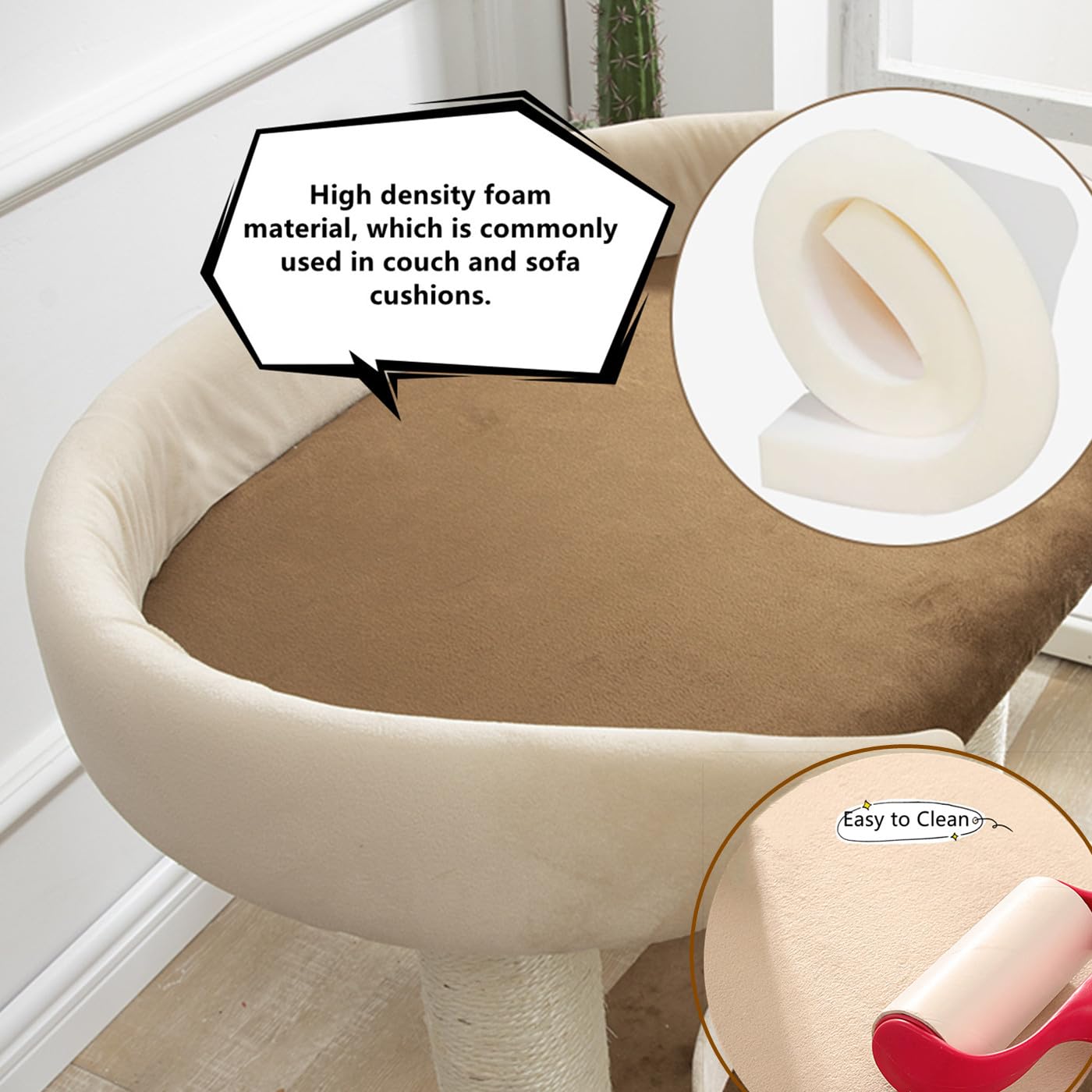 SHENGOCASE cat tree foam top bed delivers lounge-level comfort