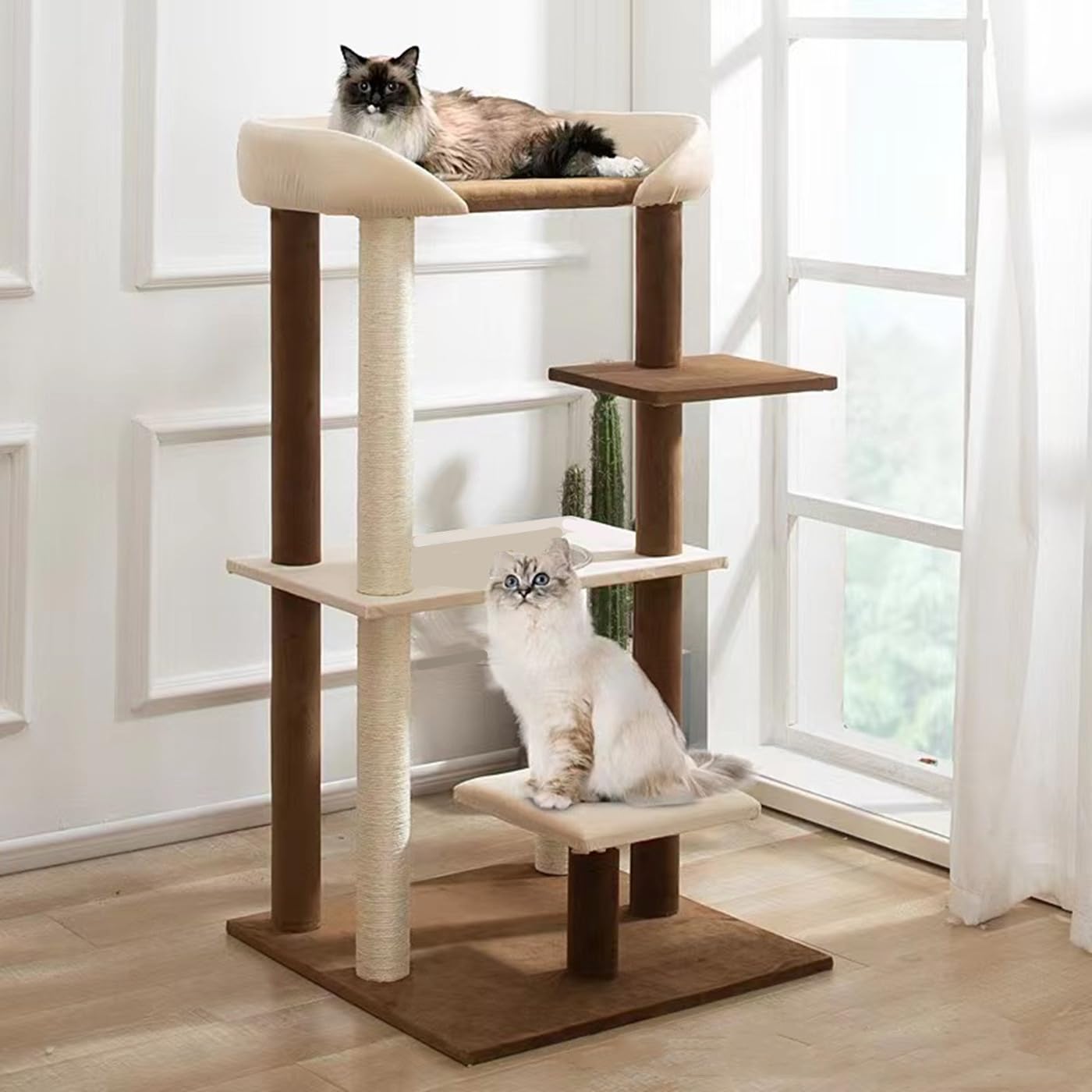 SHENGOCASE cat tree large base stabilizes multi-cat play and lounging sessions