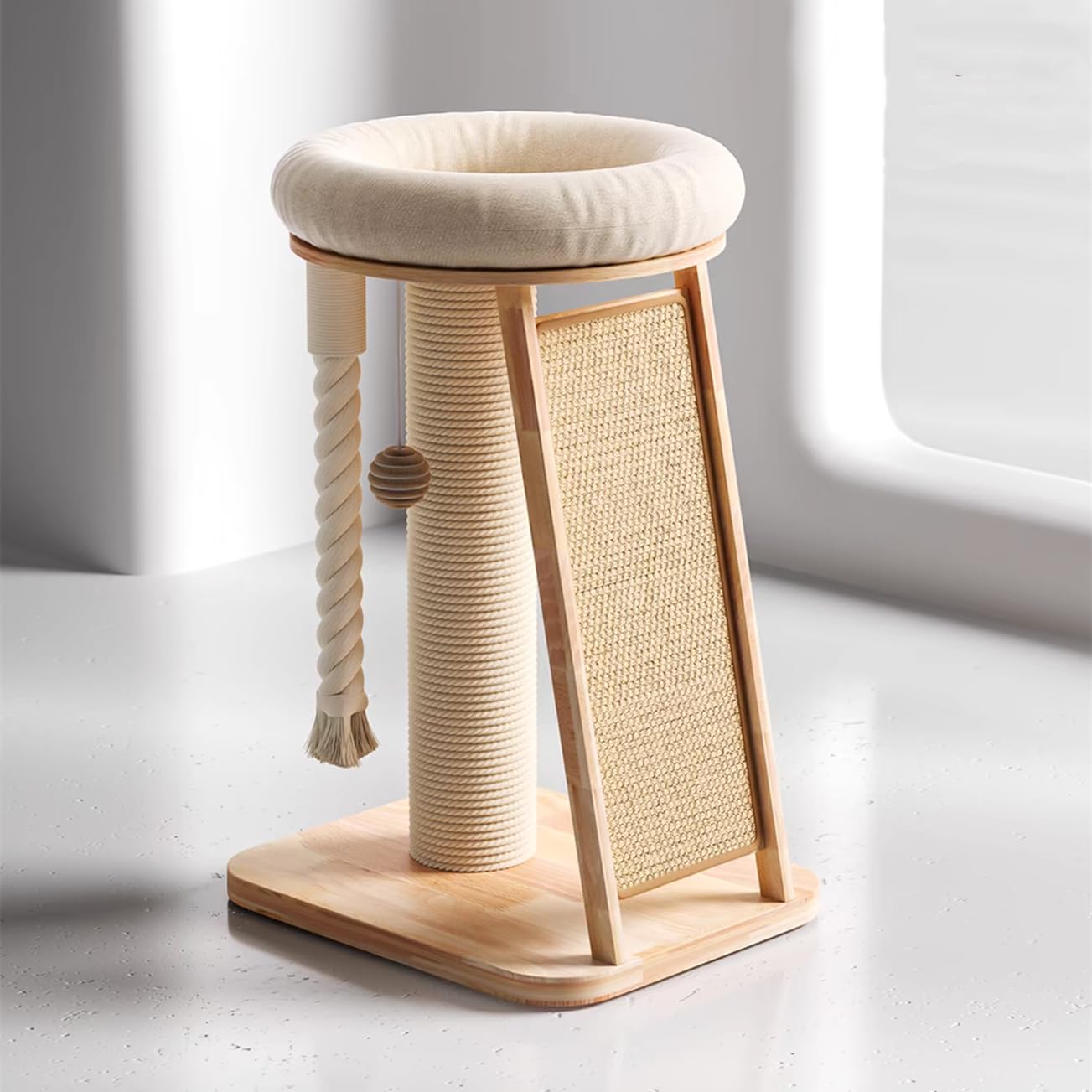 SHENGOCASE cat tree tower plush cuddle bed invites cozy naps and secure lounging