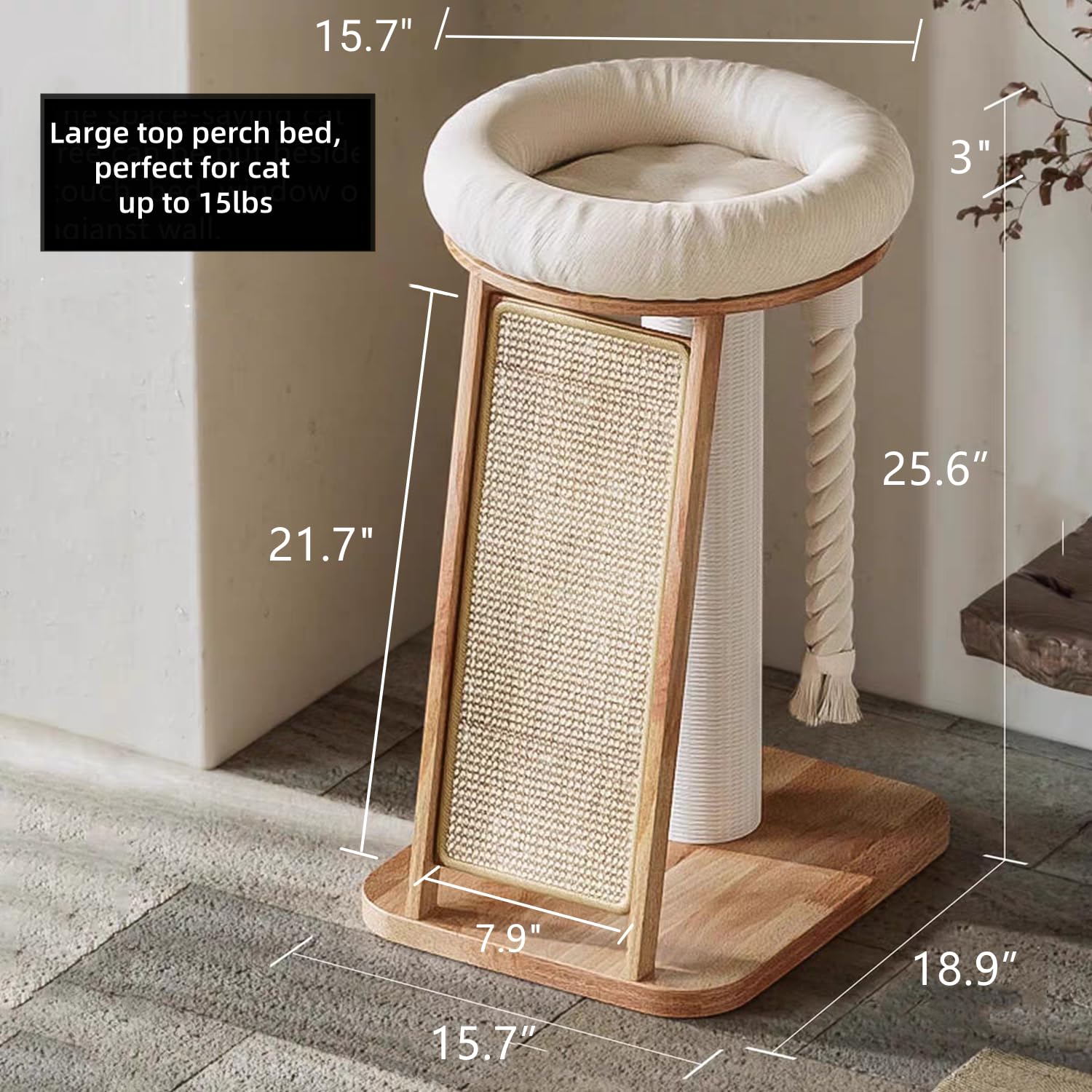 SHENGOCASE cat tree tower tilted ramp scratcher enables easy access for cats of all ages