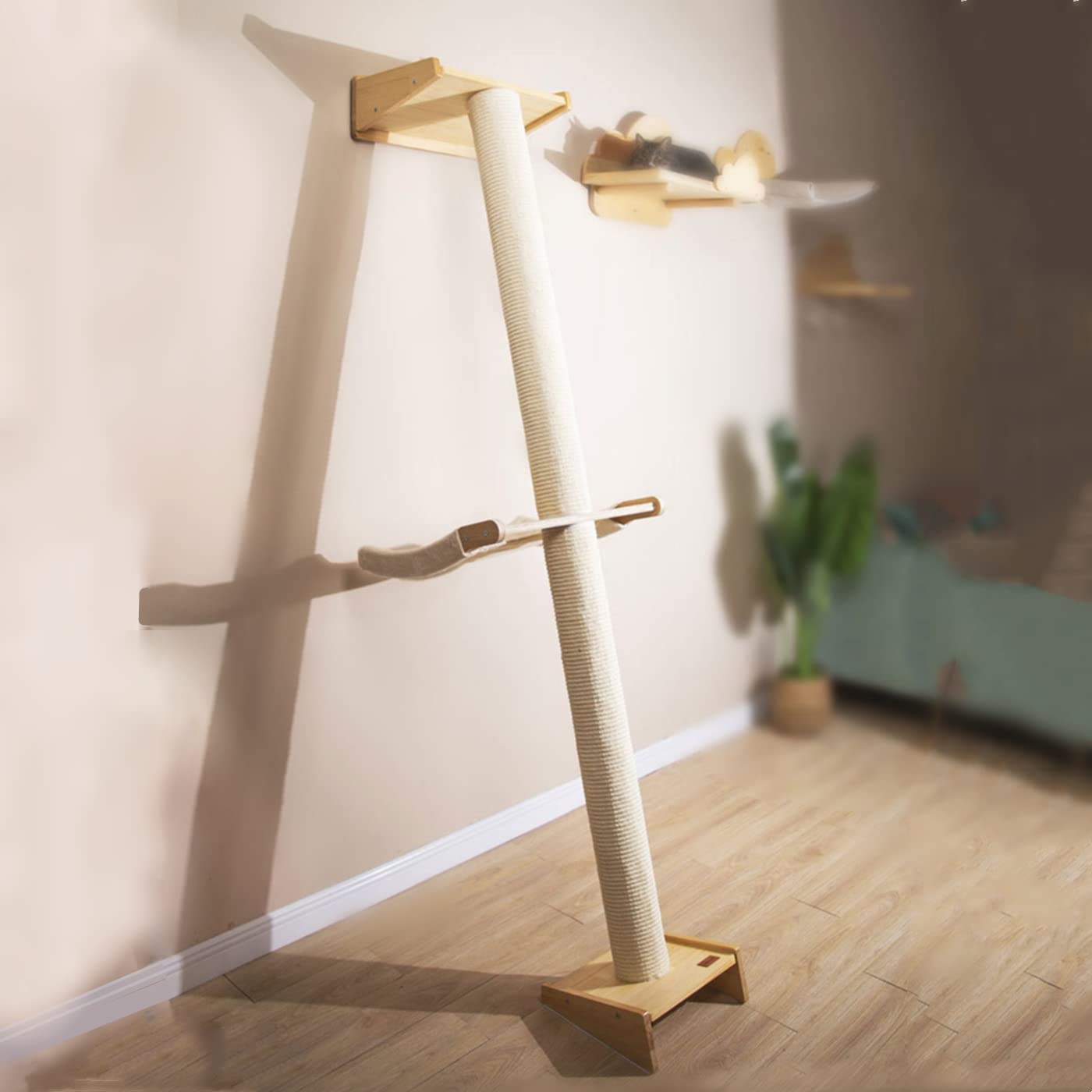 SHENGOCASE modern leaning cat tree top perch offers elevated viewing and comfy resting space