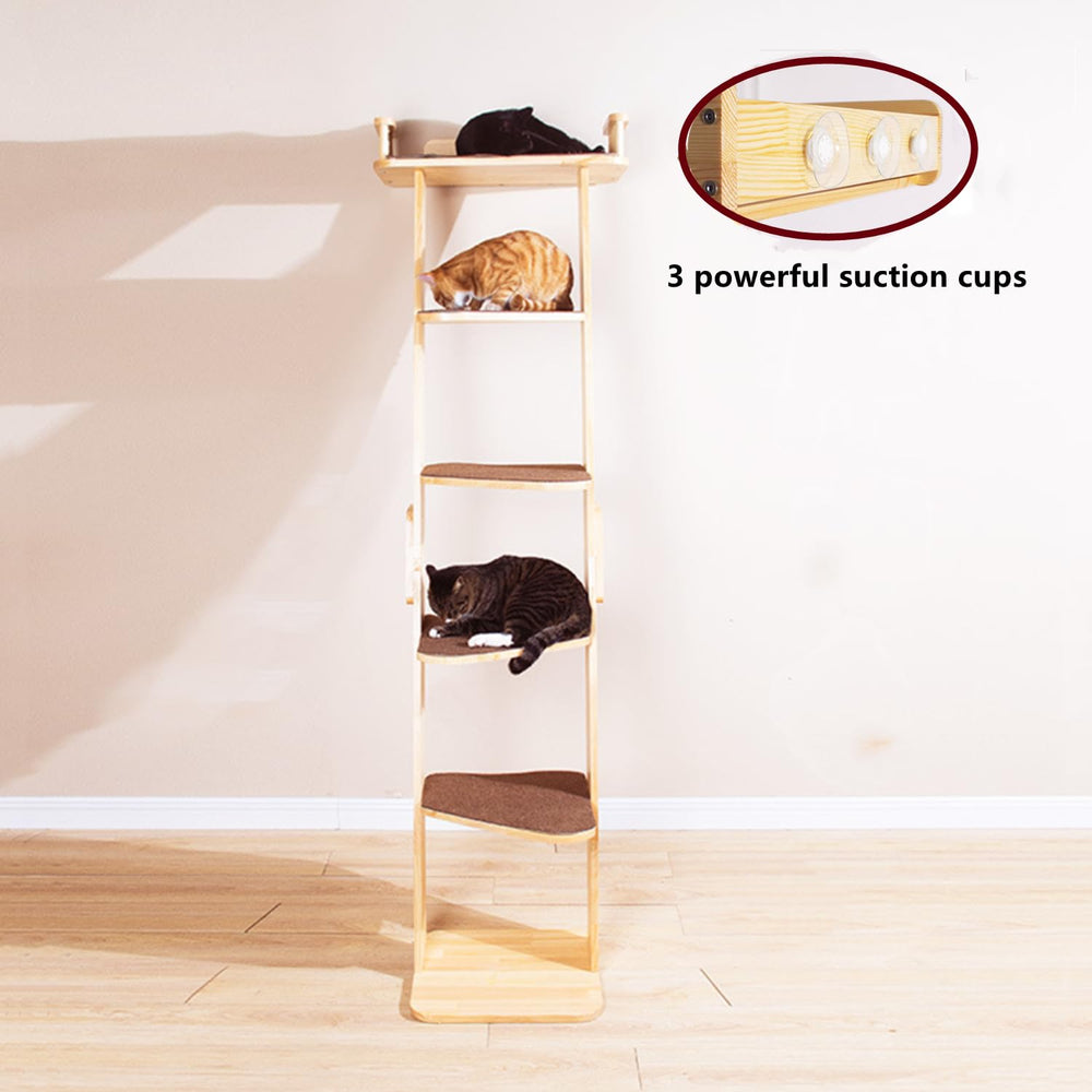 SHENGOCASE six-level leaning cat tree provides varied vertical play.