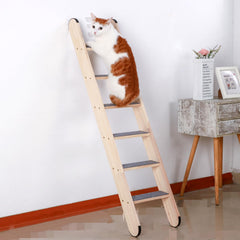 SHENGOCASE solid wood wall-leaning cat ladder six levels for vertical perching.