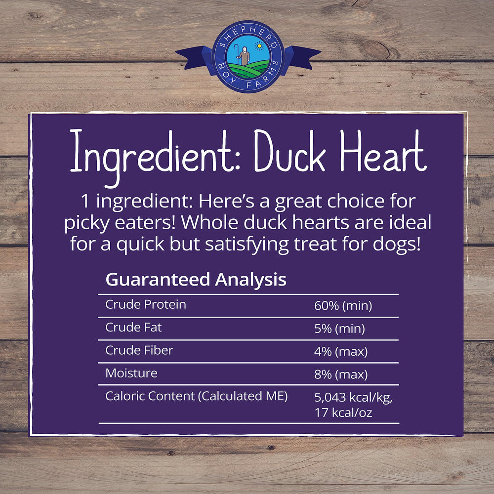 Shepherd Boy Farms duck heart freeze-dried close-up, nutrient-rich crunch