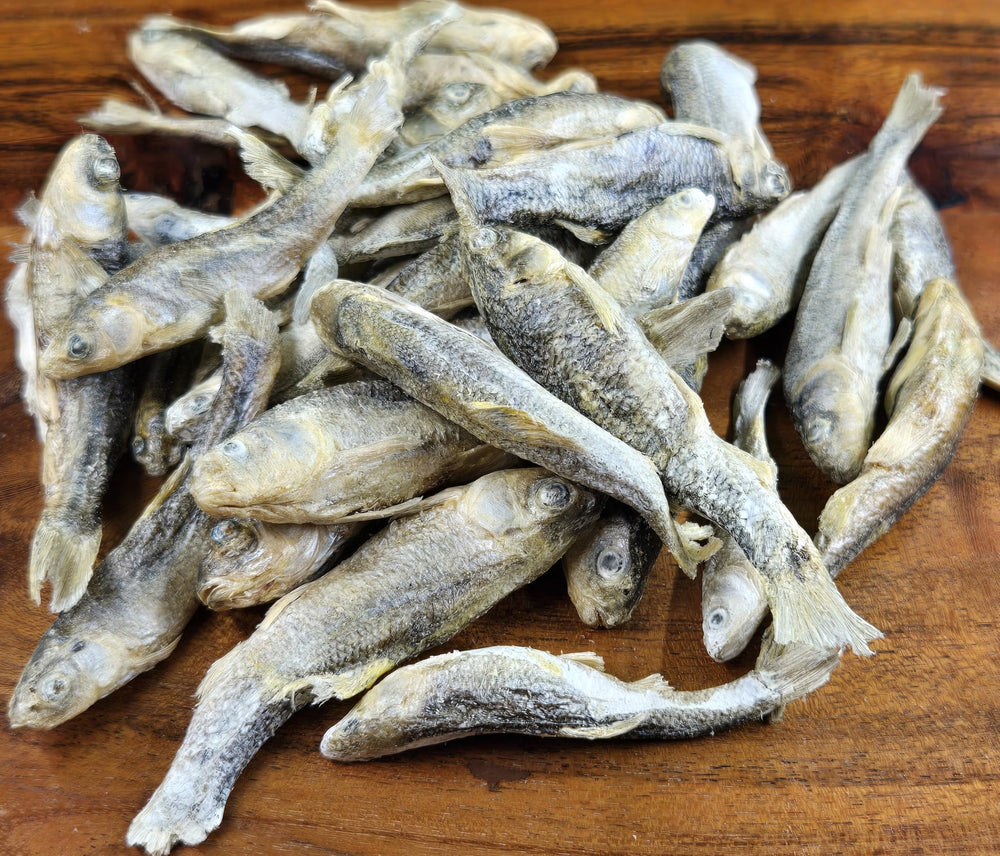 Shepherd Boy Farms minnow snack close-up highlights preserved nutrients and freshness.