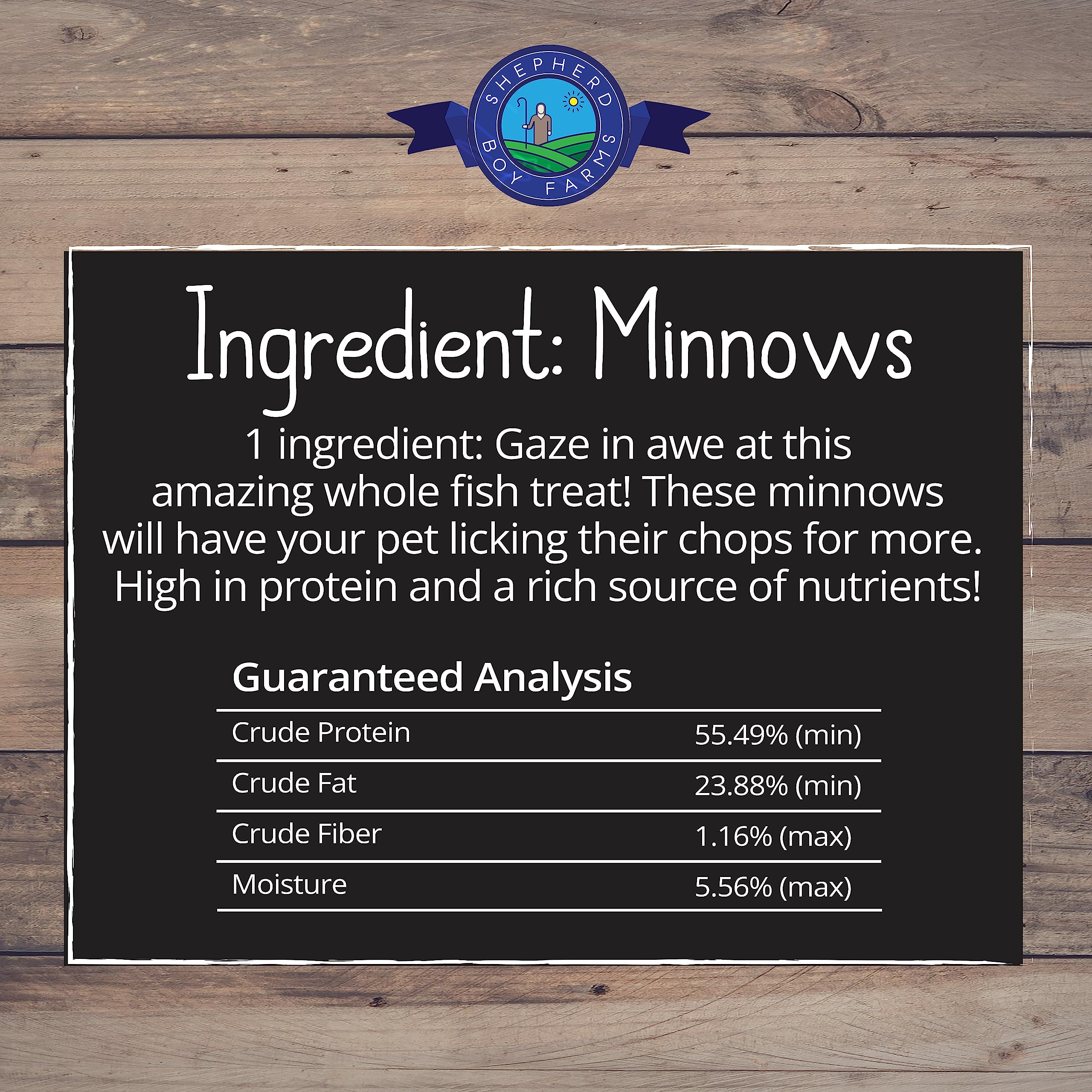 Shepherd Boy Farms single-ingredient minnow treats offer simple grain-free snacking.