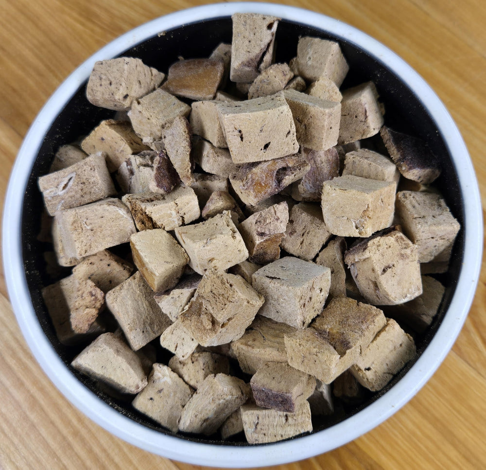 Snacks deshidratados para perros y gatos, ingrediente único de Shepherd Boy Farms.