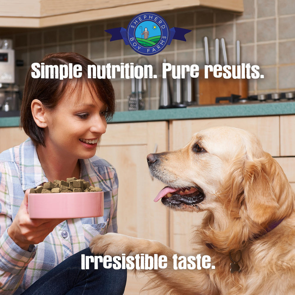 USA-made 14oz pouch from Shepherd Boy Farms for convenient home feeding