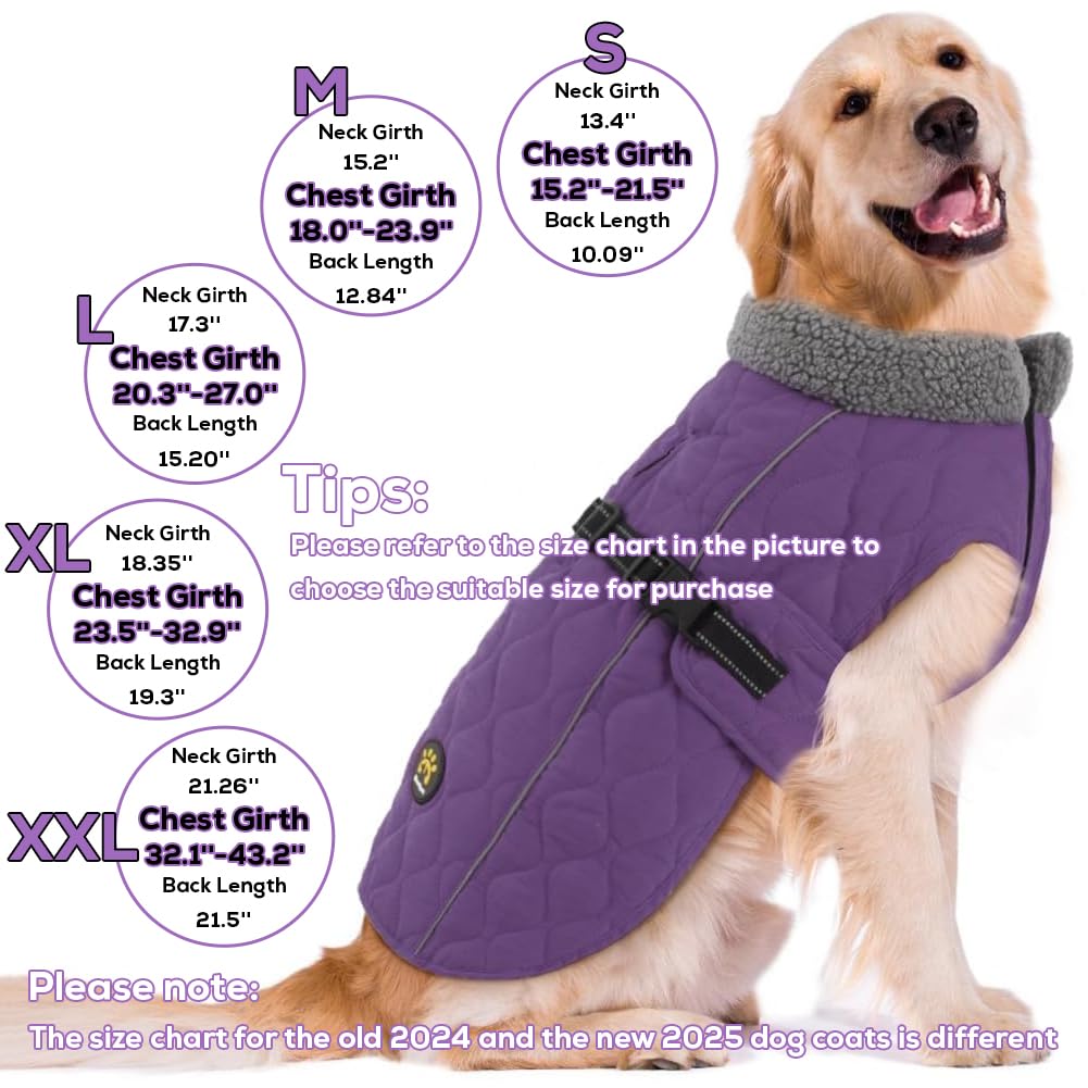 Sheripet dog coat winter purple XXL close-up of furry collar for soft insulation