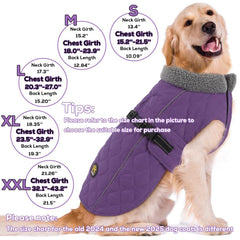 Sheripet dog coat winter purple XXL close-up of furry collar for soft insulation