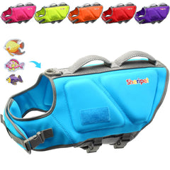 Sheripet dog life jacket on large dog gliding through water for buoyant safety