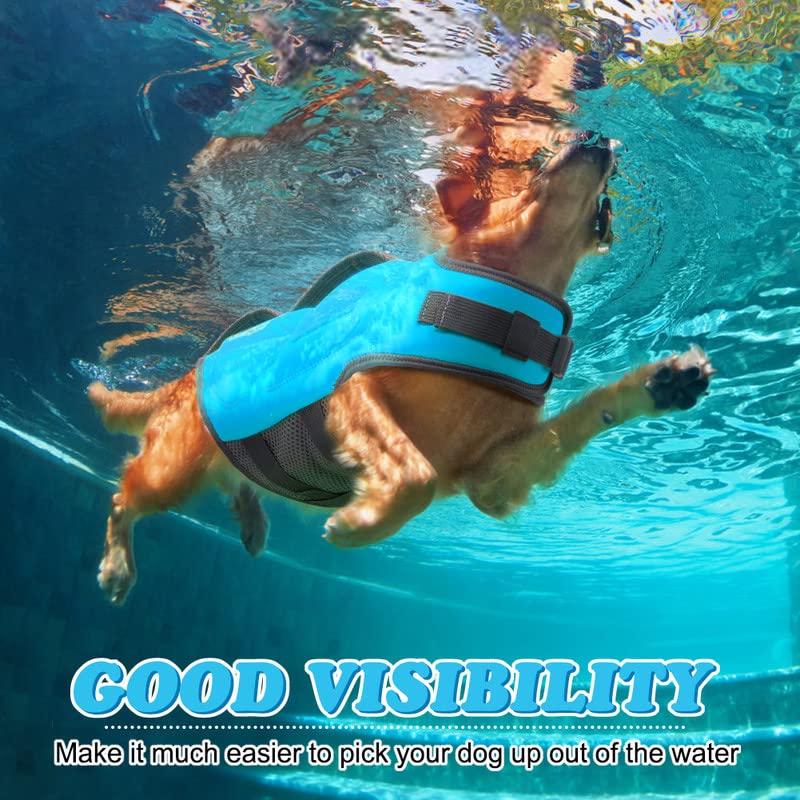 Sheripet life vest with reflective stripes enhances visibility during dusk swims
