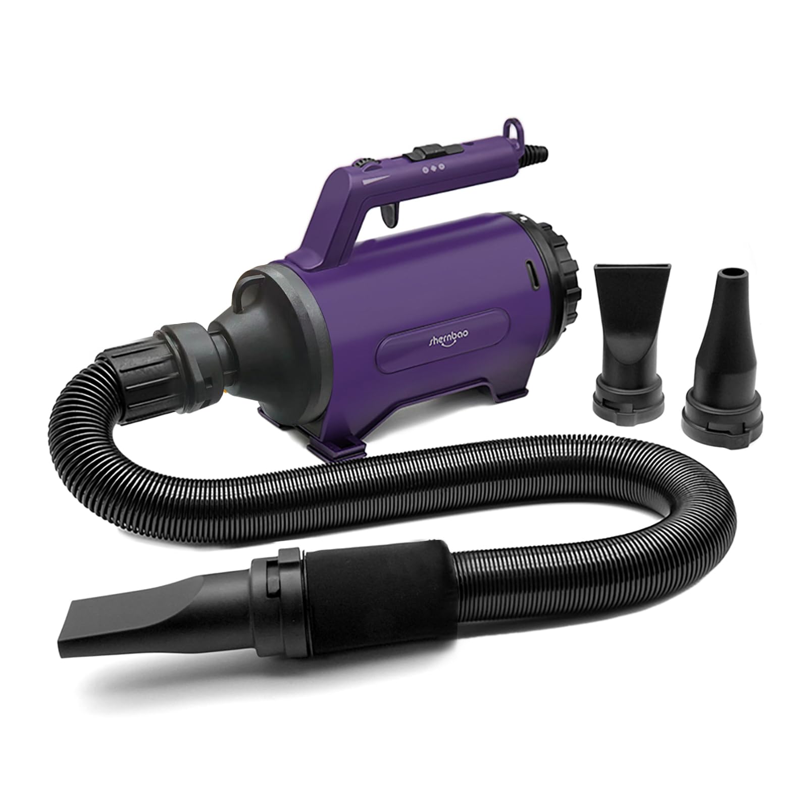 Shernbao dog dryer front view shows compact design for efficient grooming sessions.