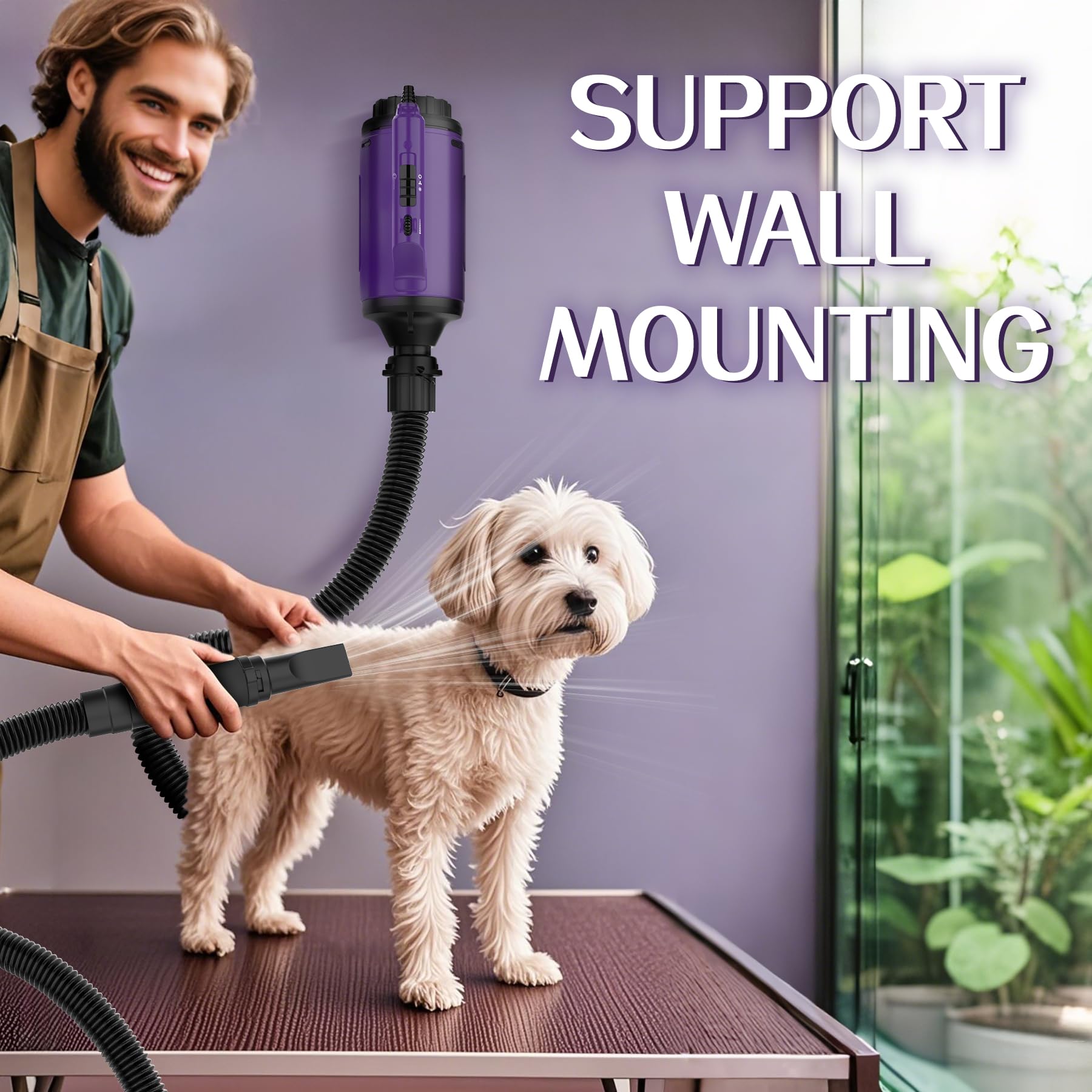 Shernbao dog dryer side view highlights lightweight build for easy handling.