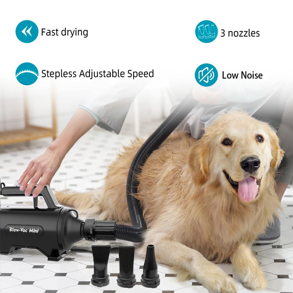 Speed control dial illustrated for quieter, customizable grooming sessions.