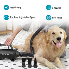 Speed control dial illustrated for quieter, customizable grooming sessions.